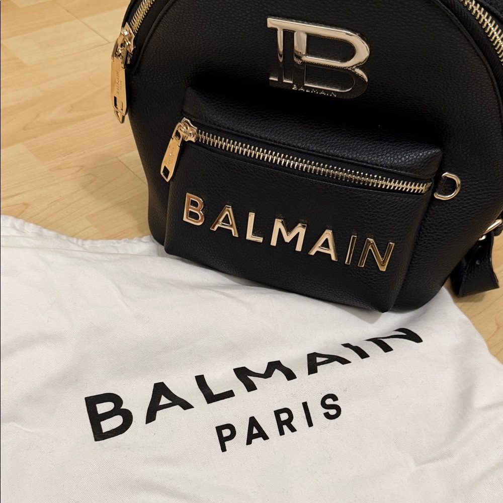 Balmain Black and Gold Backpack